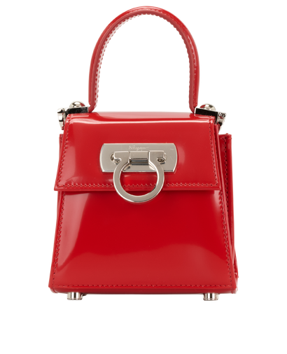 Micro Iconic Top Handle, &pound;450, Handbags, Red, Patent Leather, Front view